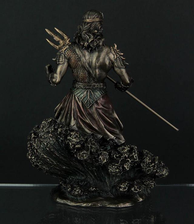 Alt view image 3 of 6 - Metallic Bronze Finish Greek God Poseidon Statue