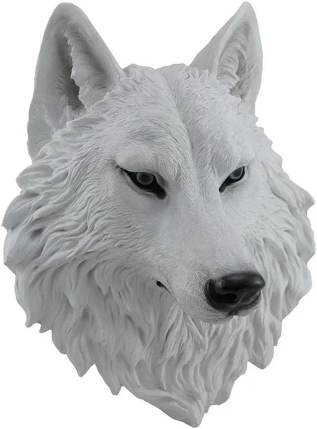 Main image of White Arctic Wolf Head Wall Mount Sculpture