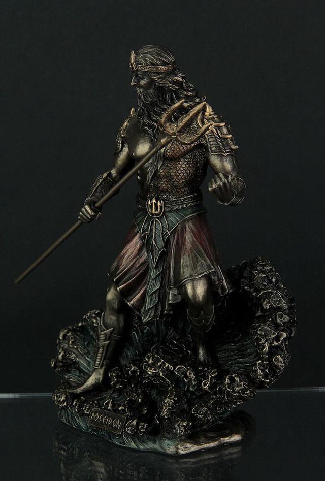 Alt view image 2 of 6 - Metallic Bronze Finish Greek God Poseidon Statue