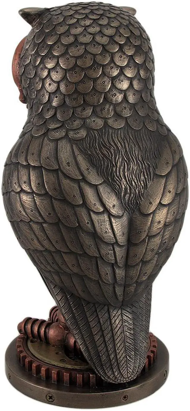 Alt view image 8 of 9 - Veronese Design Bronze/Copper Finish Steampunk Owl Mantel Clock