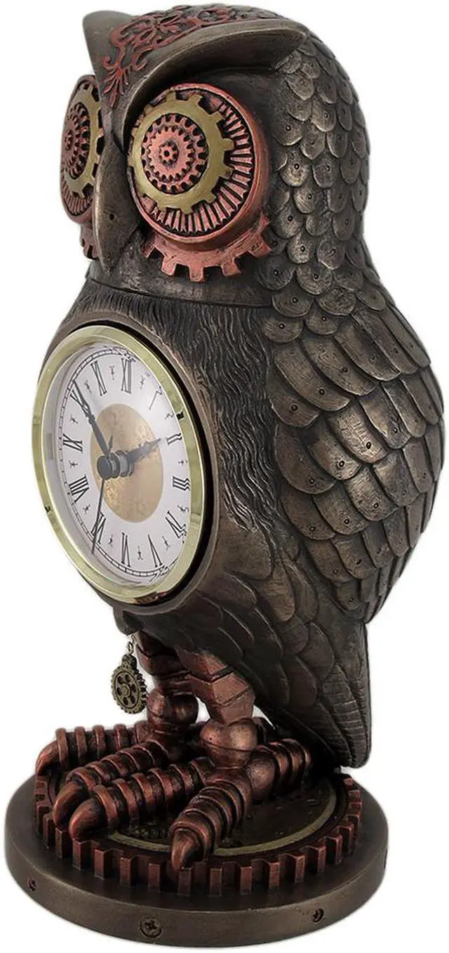 Alt view image 7 of 9 - Veronese Design Bronze/Copper Finish Steampunk Owl Mantel Clock