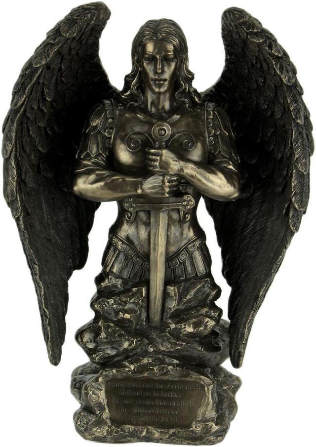 Archangel Saint Michael Enthroned in Stone Brandishing Sword