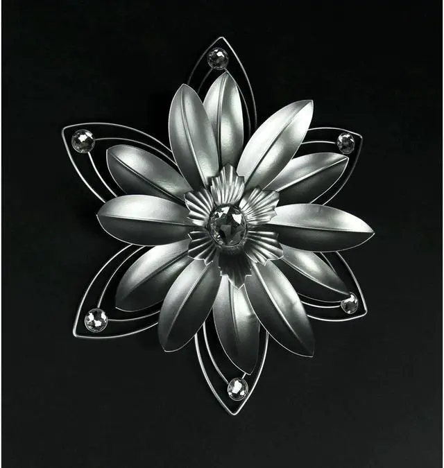 Alt view image 2 of 3 - Jeweled 3D Metal Art Flower Wall Décor Sculpture Set of 3