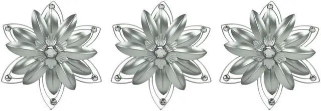 Main image of Jeweled 3D Metal Art Flower Wall Décor Sculpture Set of 3