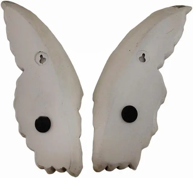 Alt view image 3 of 5 - Set of 2 Distressed Antique White Angel Wing Wall Sculptures - Perfect Decoration for Nursery, Bedroom, Living Room - Each 11 Inches High - Easy Mounting