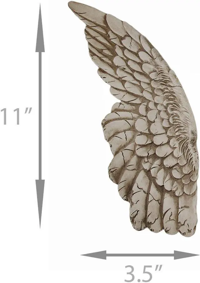 Alt view image 4 of 5 - Set of 2 Distressed Antique White Angel Wing Wall Sculptures - Perfect Decoration for Nursery, Bedroom, Living Room - Each 11 Inches High - Easy Mounting