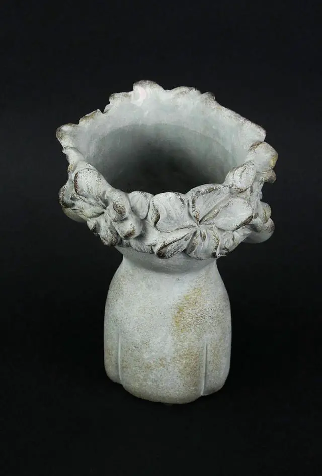 Alt view image 3 of 3 - Pucker Up Kissing Face Weathered Finish Concrete Head Planter 10 Inches High Outdoor Décor