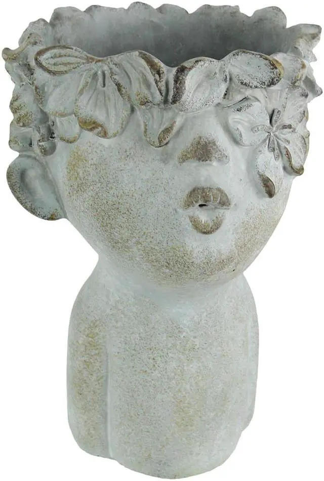 Main image of Pucker Up Kissing Face Weathered Finish Concrete Head Planter 10 Inches High Outdoor Décor