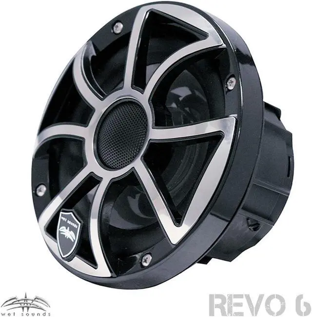 Alt view image 2 of 4 - Wet Sounds REVO 6-XSB-SS BlackXS / Stainless Grill 6.5 Inch Marine LED Coaxial Speakers with RGB LED Speaker Rings