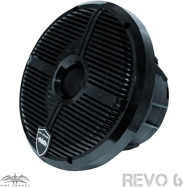 Alt view image 2 of 4 - Wet Sounds REVO 6-XWB Black Closed XW Grille 6.5 Inch Marine LED Coaxial Speakers (pair) with RGB LED Speaker Rings