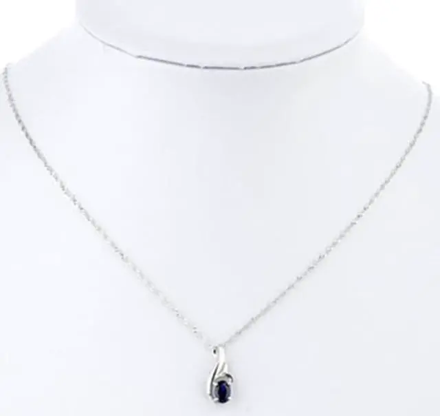 Alt view image 7 of 7 - Mabella 0.75 Cttw Oval Cut 7mm*5mm Created Sapphire Pendant Sterling Silver with 18" Chain
