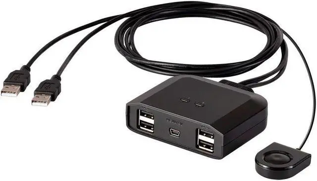 Alt view image 10 of 13 - Monoprice 2x4 USB 2.0 Peripheral Sharing Switch, Allows 2 Computers to Share 4 USB Devices