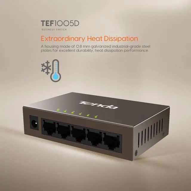 Alt view image 7 of 11 - Tenda Fast 10/100Mbps 5-port Fast Ethernet Switch (TEF1005D)