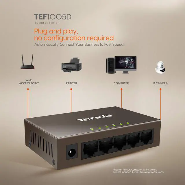 Alt view image 6 of 11 - Tenda Fast 10/100Mbps 5-port Fast Ethernet Switch (TEF1005D)