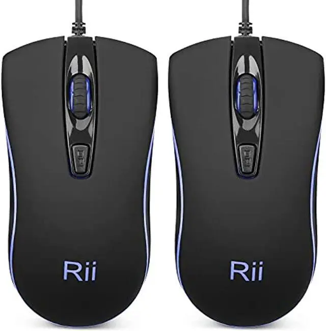 Main image of Rii RM105 Wired Mouse,Computer Mouse with Colorful RGB Backlit,1600 DPI Levels,Comfortable Grip Ergonomic Optical ,USB Wired Mice Support Windows PC, Laptop,Desktop,Notebook,Chromebook (2PACK)