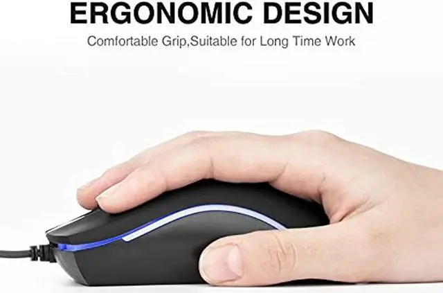Alt view image 3 of 7 - Rii RM105 Wired Mouse,Computer Mouse with Colorful RGB Backlit,1600 DPI Levels,Comfortable Grip Ergonomic Optical ,USB Wired Mice Support Windows PC, Laptop,Desktop,Notebook,Chromebook (2PACK)