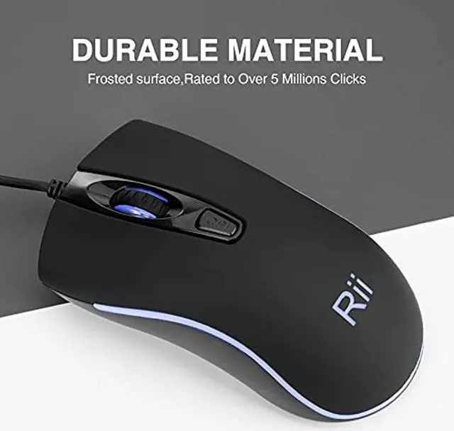Alt view image 5 of 7 - Rii RM105 Wired Mouse,Computer Mouse with Colorful RGB Backlit,1600 DPI Levels,Comfortable Grip Ergonomic Optical ,USB Wired Mice Support Windows PC, Laptop,Desktop,Notebook,Chromebook (2PACK)
