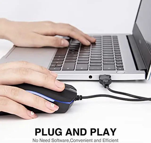 Alt view image 6 of 7 - Rii RM105 Wired Mouse,Computer Mouse with Colorful RGB Backlit,1600 DPI Levels,Comfortable Grip Ergonomic Optical ,USB Wired Mice Support Windows PC, Laptop,Desktop,Notebook,Chromebook (2PACK)