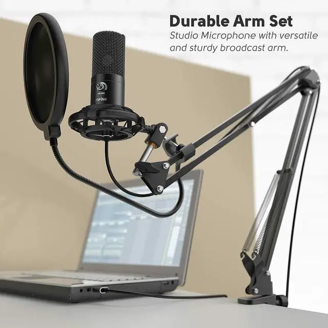 Alt view image 5 of 7 - FIFINE Studio Condenser USB Microphone Computer PC Microphone Kit with Adjustable Scissor Arm Stand Shock Mount for Instruments Voice Overs Recording Podcasting YouTube Karaoke Gaming Streaming-T669