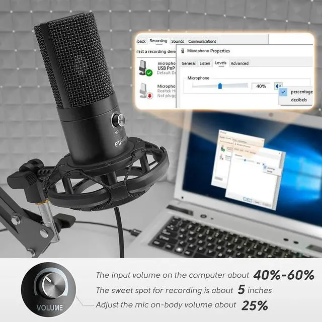 Alt view image 6 of 7 - FIFINE Studio Condenser USB Microphone Computer PC Microphone Kit with Adjustable Scissor Arm Stand Shock Mount for Instruments Voice Overs Recording Podcasting YouTube Karaoke Gaming Streaming-T669