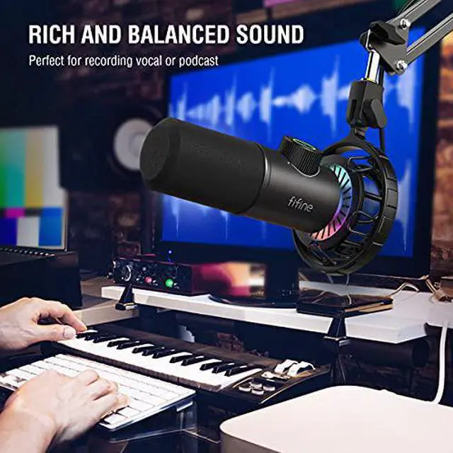 Alt view image 2 of 7 - USB Gaming Microphone, FIFINE RGB Dynamic Mic for PC, with Tap-to-Mute Button, Plug & Play Cardioid Mic with Headphone Jack for Streaming, Podcast, Twitch, YouTube, Discord- K658