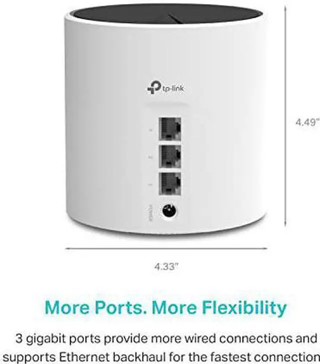 Alt view image 5 of 6 - TP-Link Deco AX3000 WiFi 6 Mesh System Deco X55- Covers up to 2500 Sq.Ft, Replaces Wireless Router and Extender, 3 Gigabit Ports, Supports Ethernet Backhaul(1-Pack)