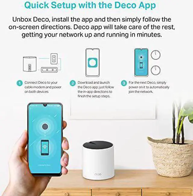 Alt view image 2 of 6 - TP-Link Deco AX3000 WiFi 6 Mesh System Deco X55- Covers up to 2500 Sq.Ft, Replaces Wireless Router and Extender, 3 Gigabit Ports, Supports Ethernet Backhaul(1-Pack)