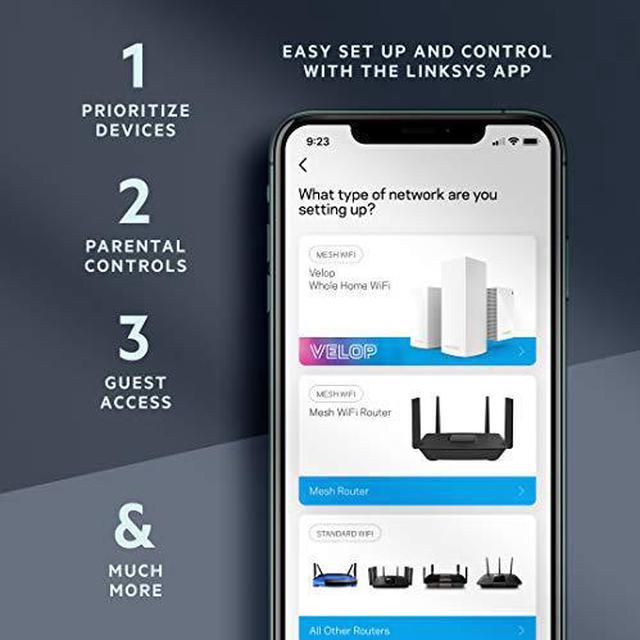Alt view image 5 of 7 - Linksys Mesh Wifi 6 Router, Dual-Band, 1,700 Sq. ft Coverage, 25+ Devices, Speeds up to (AX1800) 1.8Gbps - MR7350