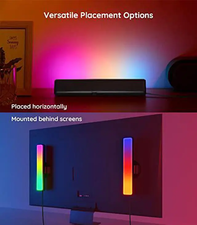 Alt view image 4 of 7 - Govee Smart Light Bars, RGBICWW Smart LED Lights with 12 Scene Modes and Music Modes, Bluetooth Color Light Bar for Entertainment, PC, TV, Room Decoration (Doesn't Support WiFi or Alexa)
