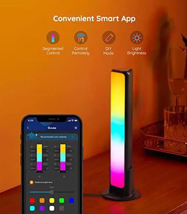 Alt view image 5 of 7 - Govee Smart Light Bars, RGBICWW Smart LED Lights with 12 Scene Modes and Music Modes, Bluetooth Color Light Bar for Entertainment, PC, TV, Room Decoration (Doesn't Support WiFi or Alexa)