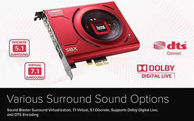 Alt view image 5 of 7 - Creative Sound Blaster Z SE Internal PCI-e Gaming Sound Card and DAC, 24-bit / 192 kHz, 116 dB SNR, ASIO, 600 Headphones Amp, Mic EQ, Discrete 5.1 / Virtual 7.1, Supports Dolby Digital Live, DTS