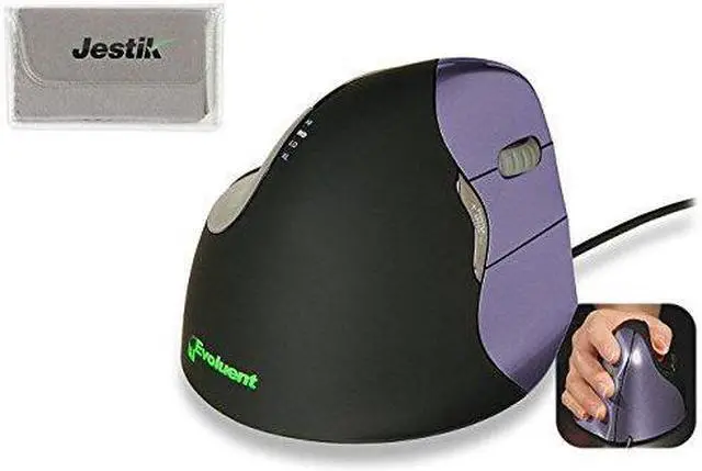 Alt view image 5 of 5 - Evoluent VM4S Vertical Mouse 4 Right Small Ergonomic Mouse Plus Jestik Microfiber Cloth - Value Bundle