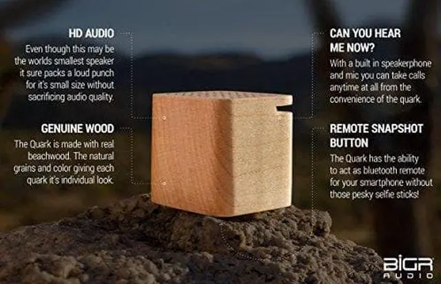 Alt view image 3 of 5 - BiGR Audio Quark Possibly The Worlds SMALLEST Bluetooth Mini Portable Speaker - Genuine Wood
