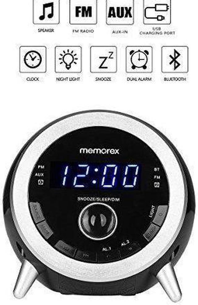 Alt view image 2 of 6 - Alarm Clock Radio, Memorex 10 In 1 Clock Radio, Digital FM Radio, Bluetooth Speaker, Dual Alarm, USB Charging Port, Night Light, Snooze, Sleep Timer, Time Setting,Dimmer, AUX-IN( MC3533)