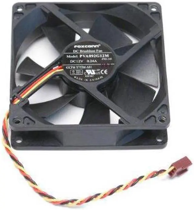 Alt view image 2 of 4 - Foxconn PVA092G12M DC12 Volt 0.24 Amp, Rear Case Brushless Cooling Fan 92mm x 92mm x 25mm, 3-WIRE/3-PIN CONNECTOR