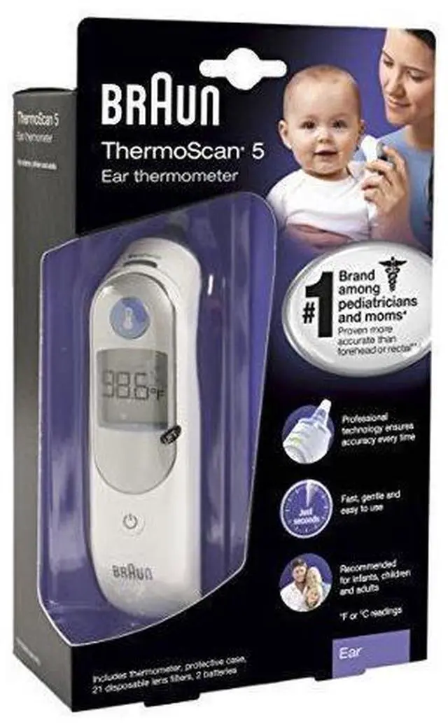 Alt view image 2 of 5 - Braun Digital Ear Thermometer, ThermoScan 5 IRT6500, Ear Thermometer for Babies, Kids, Toddlers and Adults, Display is Digital and Accurate, Thermometer for Precise Fever Tracking at Home