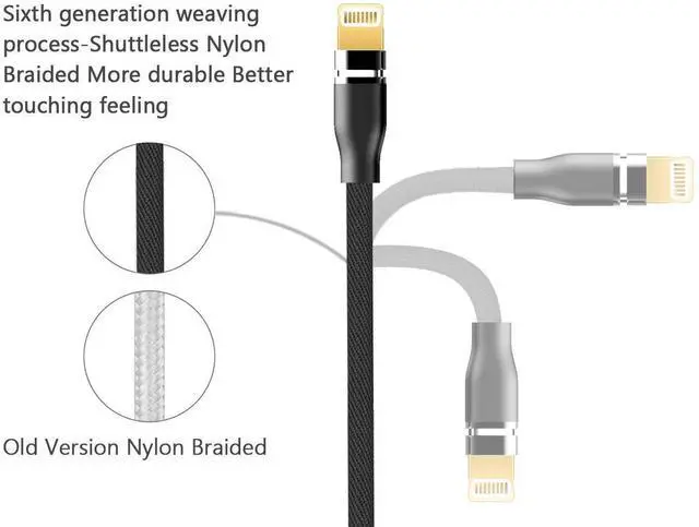 Alt view image 3 of 7 - 6FT Multi Charging Cable 2Pack Bolatus Z-Series 3 in 1 Multiple Devices Phone Connector Universal USB Charger Cord Adapter Compatible with Cell Phone X 8 7 Plus S9 Note Tablets(Black, 6FT-2Pack)
