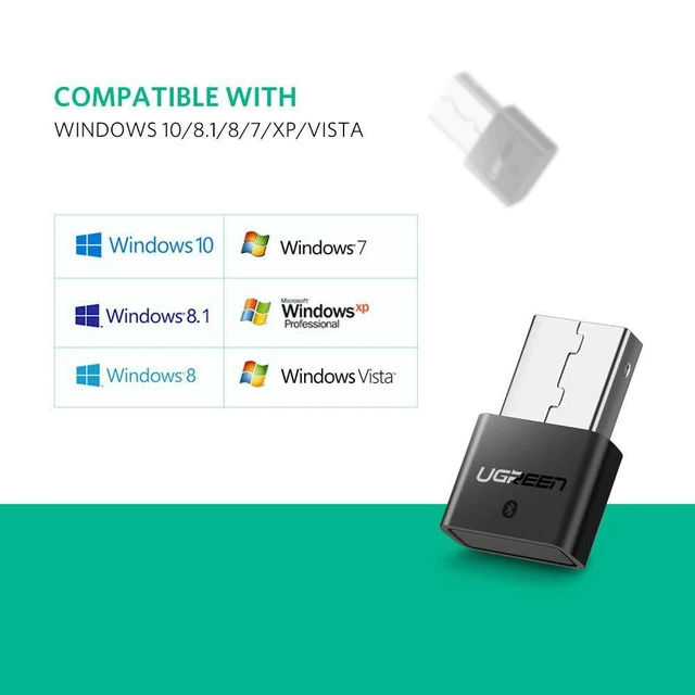 Alt view image 3 of 7 - UGREEN USB Bluetooth 4.0 Adapter Wireless Dongle Transmitter and Receiver for PC with Windows 10, 8, 7, XP, Vista for Bluetooth Stereo Headset Music, Keyboards, Mouse, Gamepads, Speakers