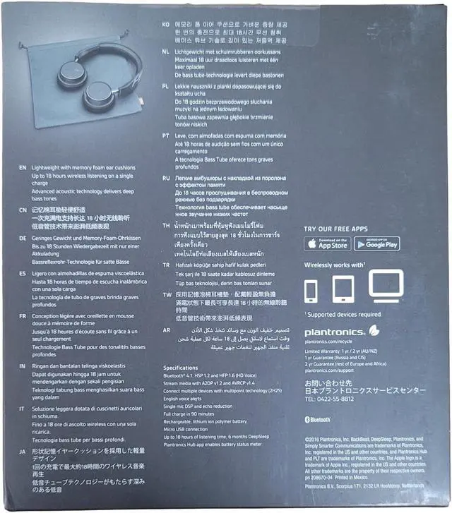 Alt view image 3 of 7 - Plantronics Backbeat FIT 505 Black Bluetooth Headphone New Replaces EncorePro BackBeat Pro Plus