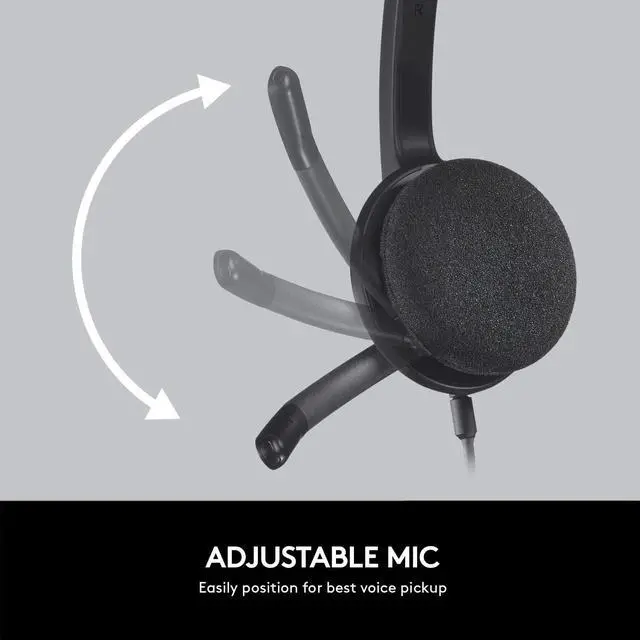 Alt view image 7 of 9 - Logitech 981-000507 H340 On-Ear Headset - Binaural - Wired - USB - Black
