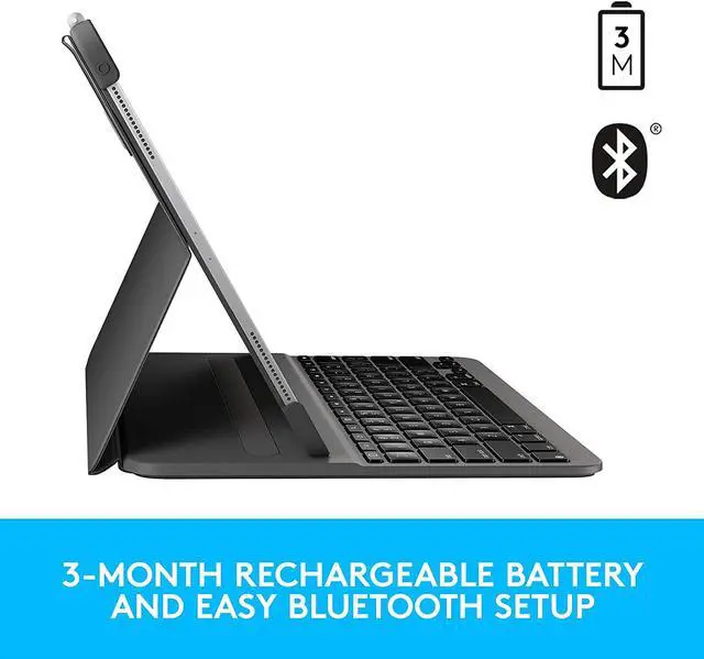 Alt view image 3 of 15 - Logitech SLIM FOLIO PRO Backlit Bluetooth Keyboard Case for iPad Pro 12.9-inch (3rd and 4th gen) - Graphite