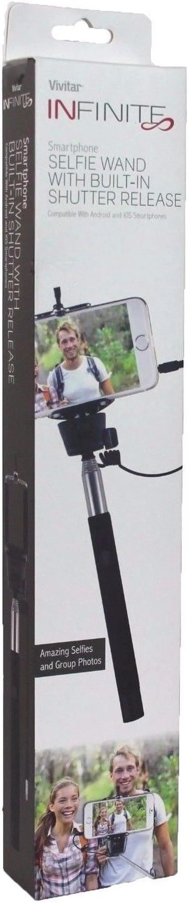 Alt view image 2 of 3 - Vivitar Infinite Selfie Wand with Built-In Shutter Release iOs Android Smartphones Compatible (Black)