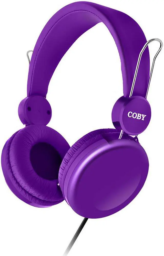 Alt view image 2 of 2 - Coby Bass Boost Stereo Over Ear Headphones with Built-In Mic -Purple