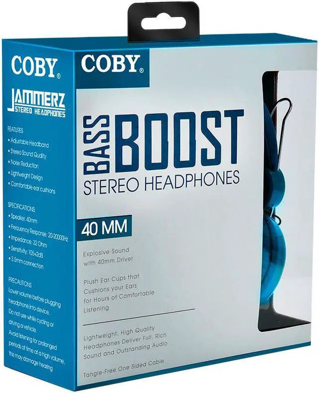 Main image of Coby Bass Boost Stereo Over Ear Headphones with Built-In Mic -Blue