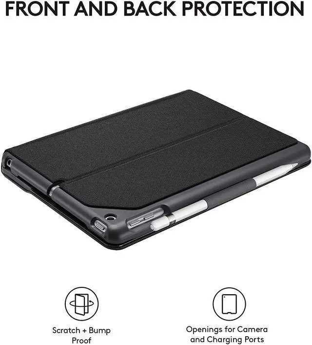 Alt view image 3 of 11 - Logitech Slim Folio with Integrated Bluetooth Keyboard for iPad (5th and 6th Generation) - Bulk Packaging - Black