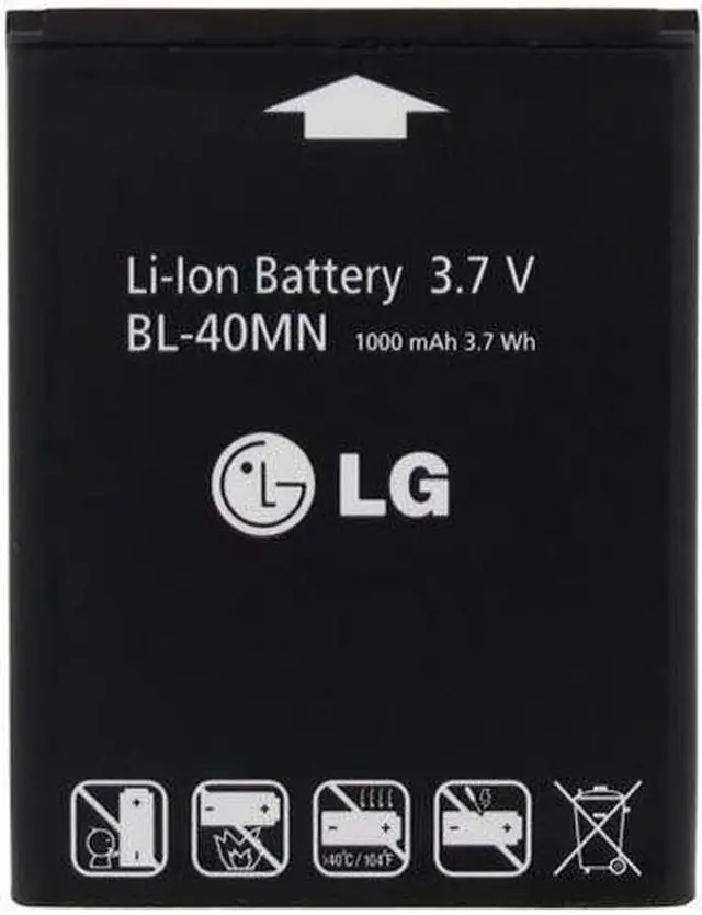 Alt view image 2 of 3 - LG BL40MN 1000mAh Original OEM Battery for the LG Xpression C395/LN272 Rumor Reflex - Non-Retail Packaging - Black