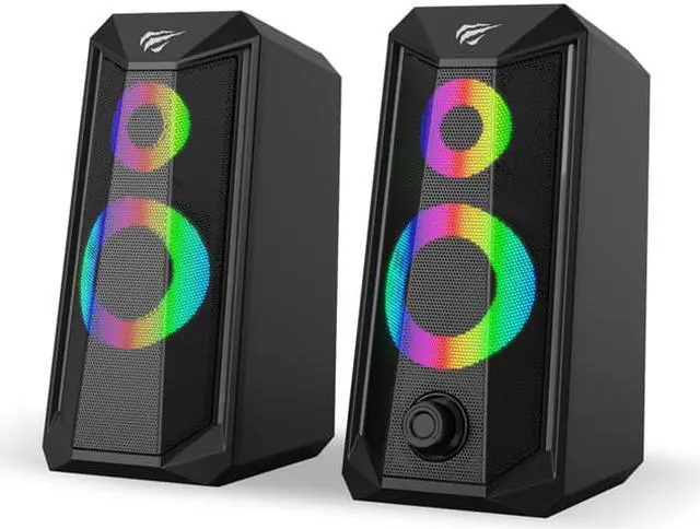 Alt view image 3 of 3 - Havit 2.0 Channel 3.5mm Plug + USB Powered Dynamic RGB lights Stereo electronic sports speaker For Gamers_Black