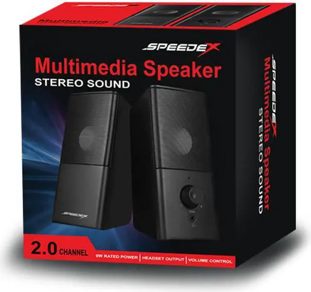 Alt view image 3 of 4 - Speedex Multimedia 2.0 channel 6W stereo 3.5mm + USB powered with front headset output connector PC speaker