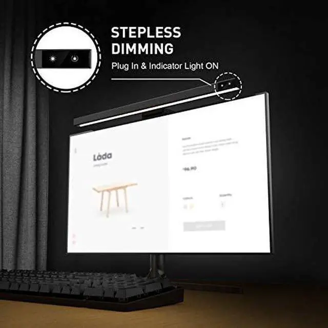 Alt view image 2 of 6 - Speedex Computer Monitor Light USB Powered e-Reading LED lamp 3-Color Temperatures Without Screen Glare, Flexible Gravity Base Clip Saving Space Design for Home or Office