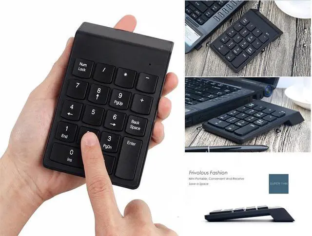 Alt view image 4 of 4 - Speedex Wireless 2.4G Numeric 18 keys chocolate Mini keyboard Pad